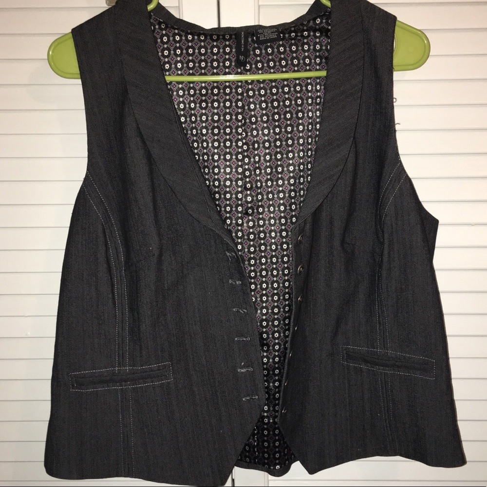 Button up dark denim vest